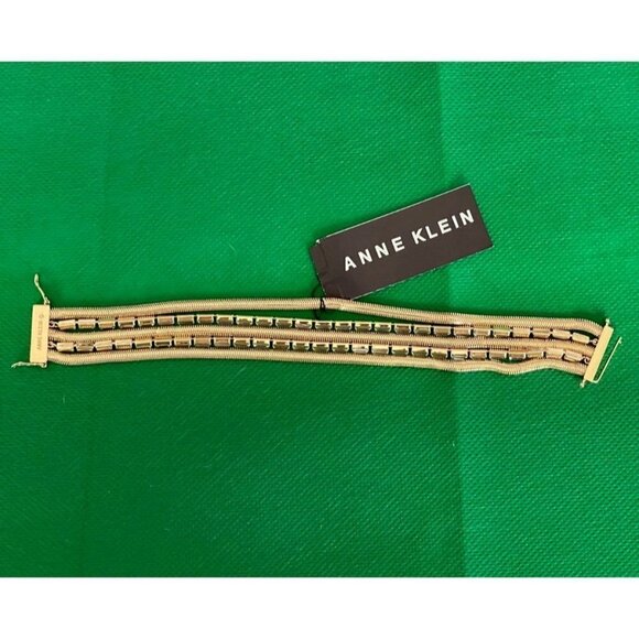 Anne Klein Gold-Tone Baguette Bead & Snake Chain Multi-Row Bracelet - Picture 1 of 5